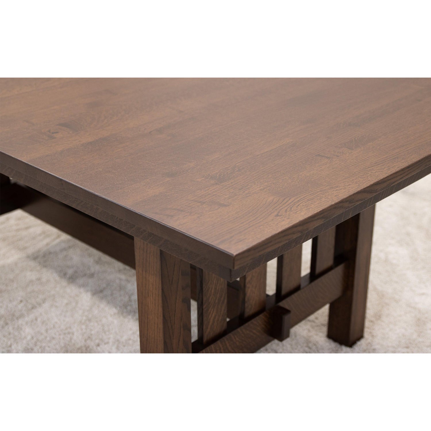 Heavy Mission Quarter Sawn White Oak Wood Extending Dining Table | BV