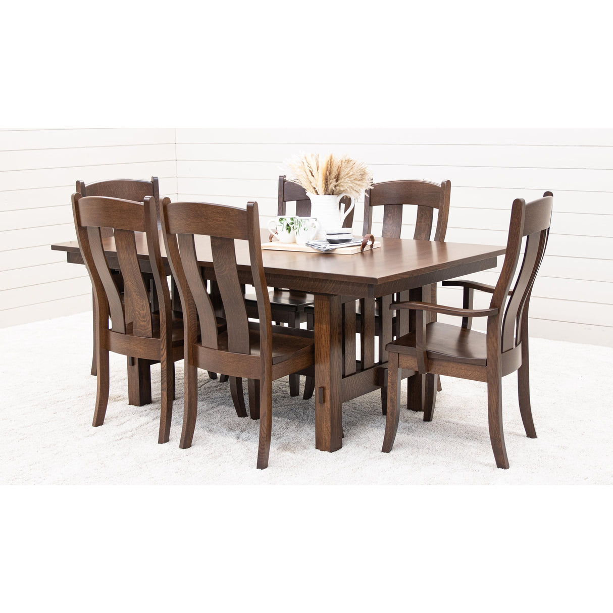 Heavy Mission Quarter Sawn White Oak Wood Extending Dining Table | BV