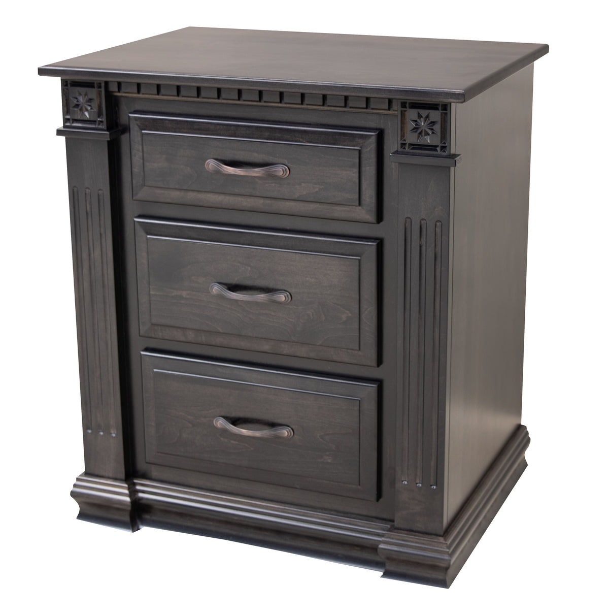 Heirloom Maple Wood 3-Drawer Nightstand | DK