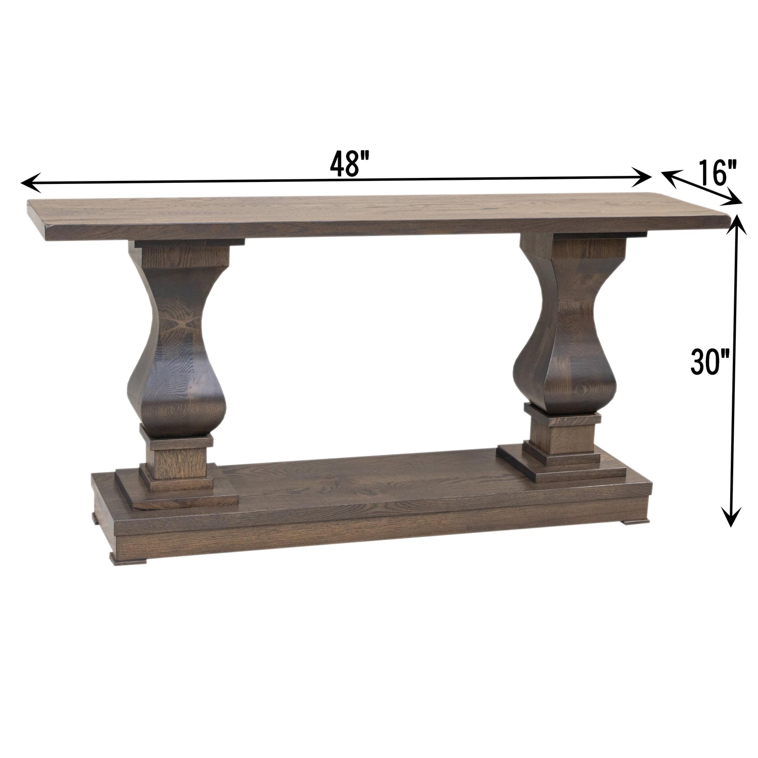 Hillside White Oak Wood Pedestal Console Table | SB