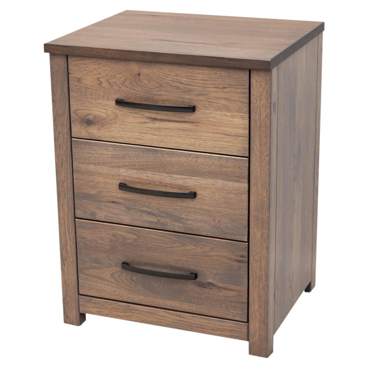 Hudson Hickory Wood 3-Drawer Nightstand | CO