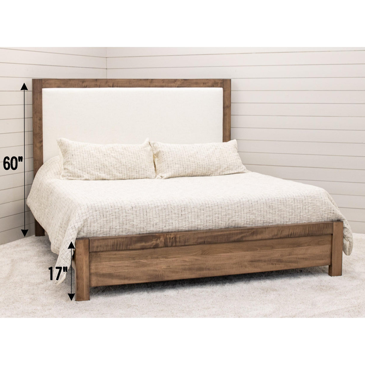 Hudson Wood Bed Frame with Upholstered Headboard