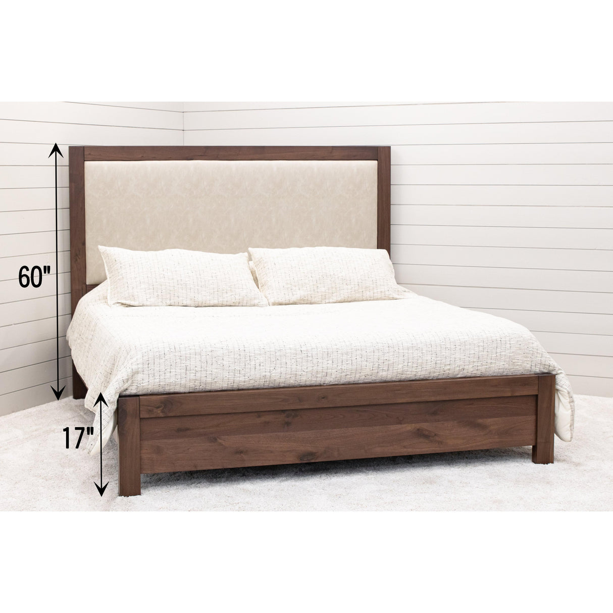 Hudson Wood Bed Frame with Upholstered Headboard