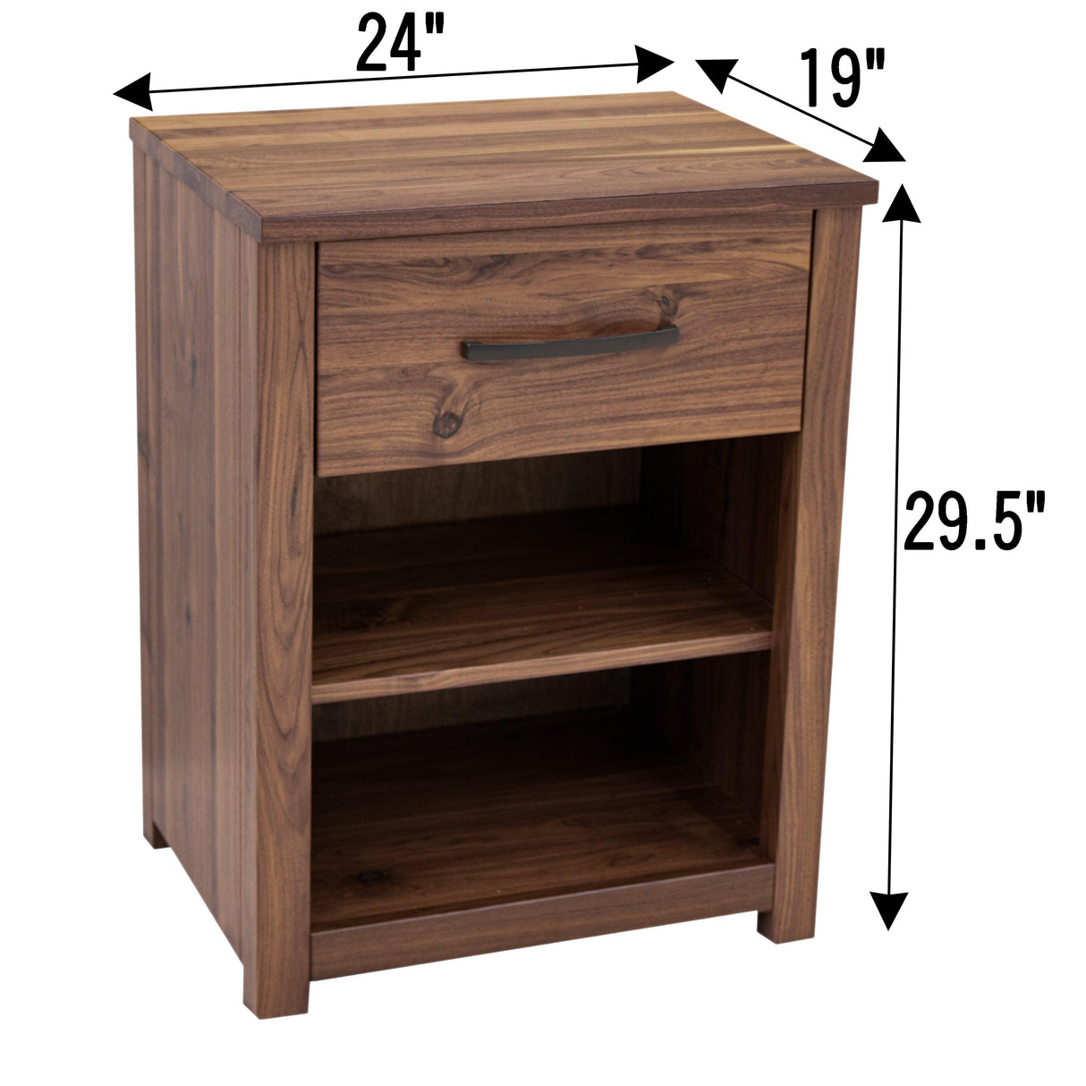 Hudson 1-Drawer, Open Nightstand