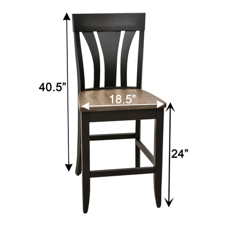 Hudson Black & Wood 24" Stationary Bar Stool | M-EB&DCD