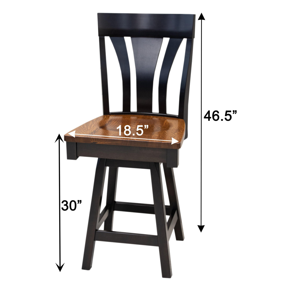 Hudson Black & Wood 24" Swivel Bar Stool | M-EB&RQSWO-GB