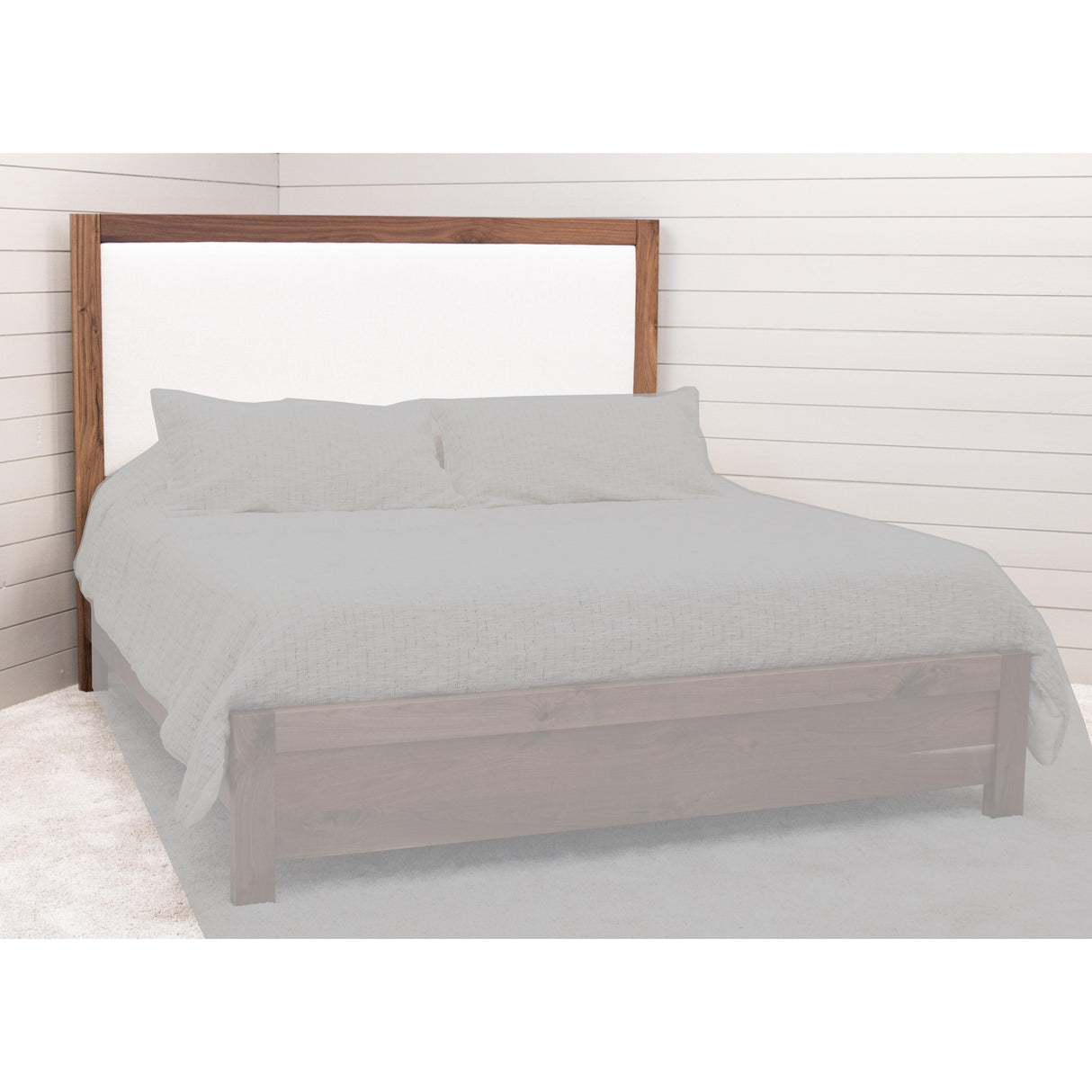 Hudson King Walnut Wood Bed with Upholstered Headboard | NAT