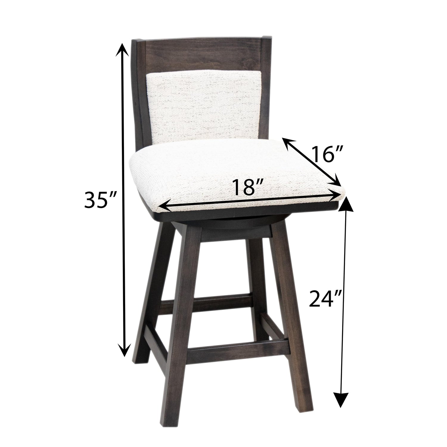 Jacana 24" Maple Wood Swivel Bar Stool with Fabric Seat | DK