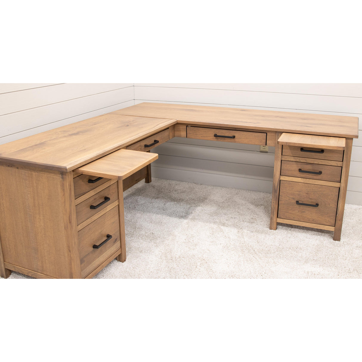 Jackson Hickory Wood L Desk | WB