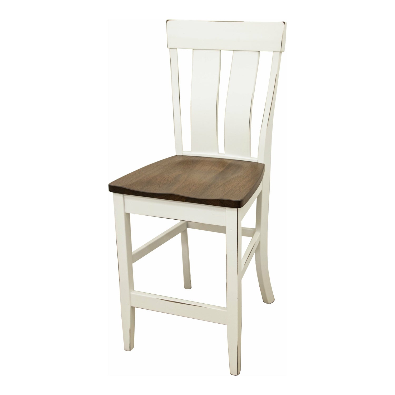Kinglet 24" White & Wood Stationary Bar Stool | M-DW&RH-CO