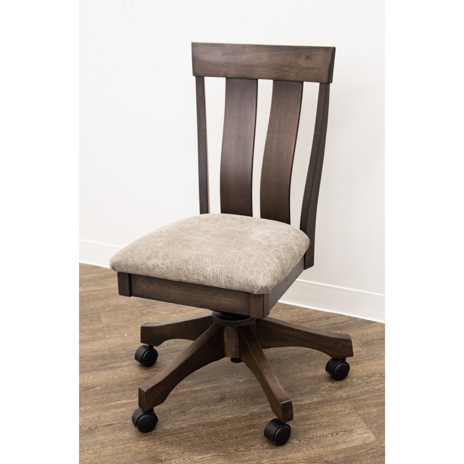 Kinglet Maple Wood Office Chair with Faux Leather Seat | DK