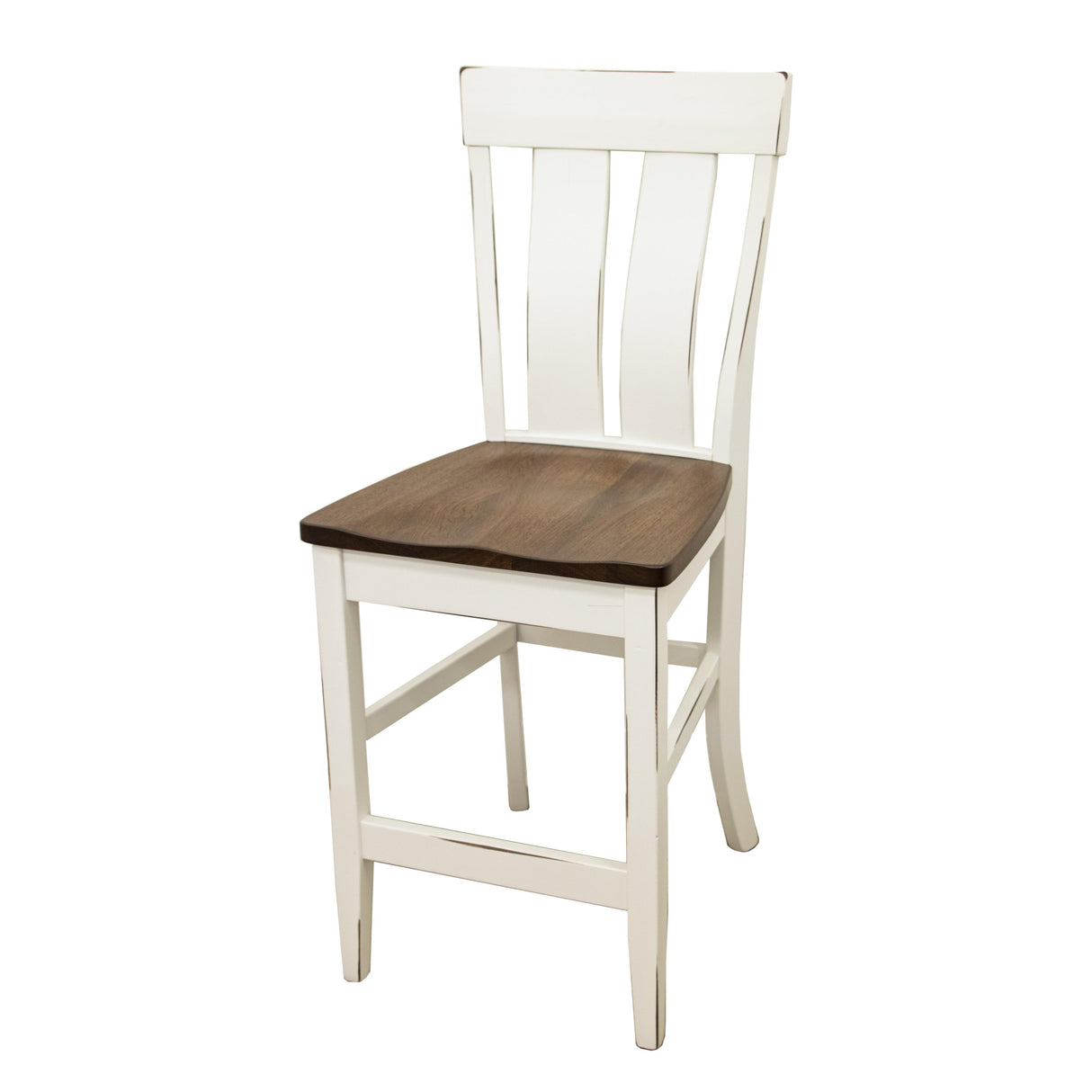 Kinglet 24" White & Wood Stationary Bar Stool | M-DW&RH-CO