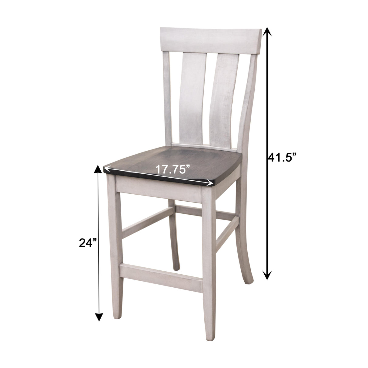 Kinglet 24" White & Wood Stationary Bar Stool | M-DW&RWO-GRB