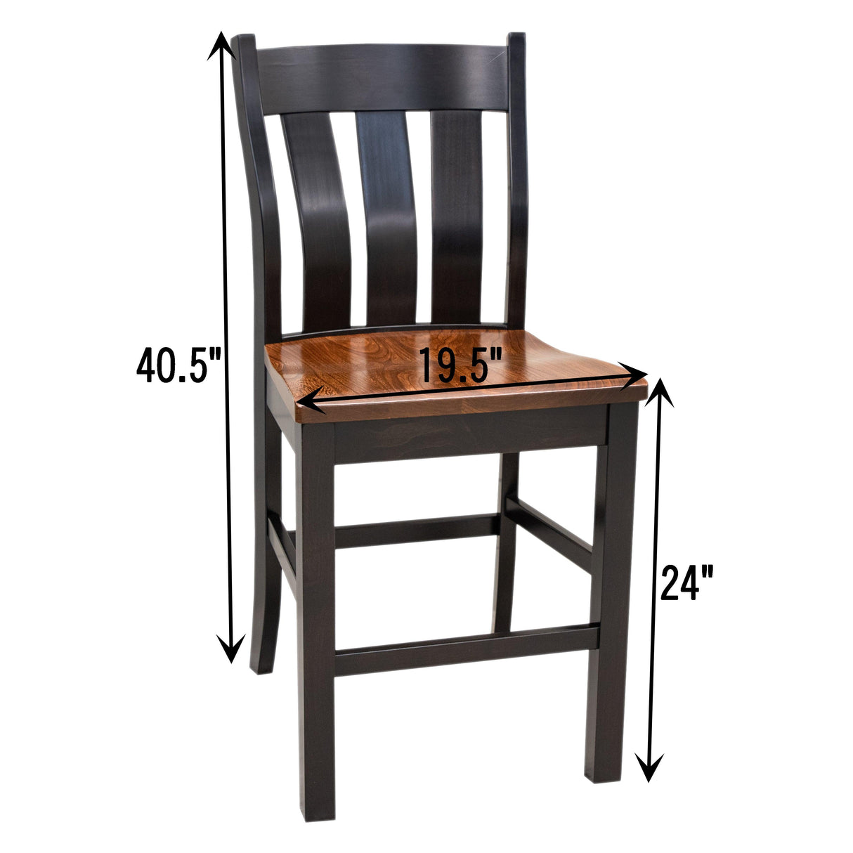 Logan Black & Wood 24" Stationary Bar Stool | M-EB&E-MC