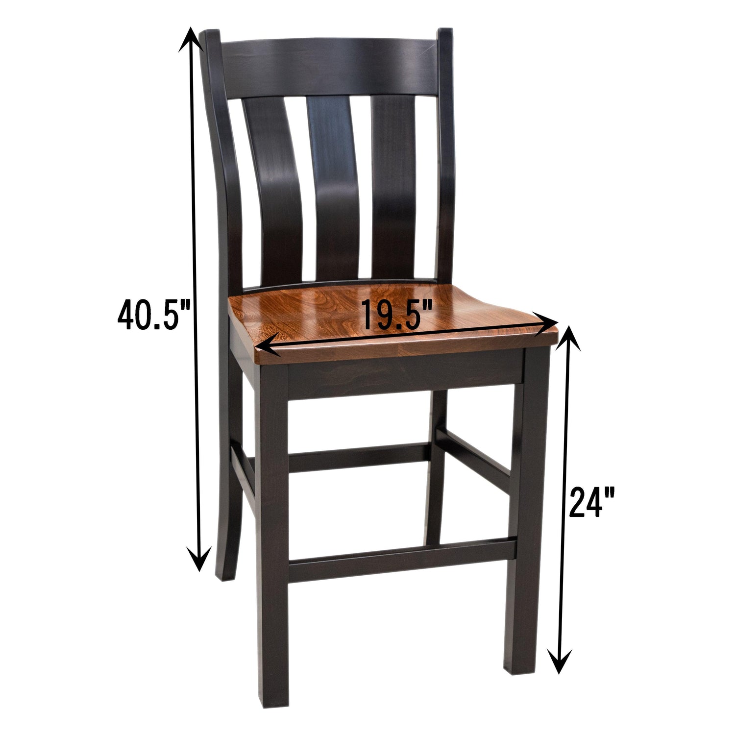 Logan Black & Wood 24" Stationary Bar Stool | M-EB&E-MC