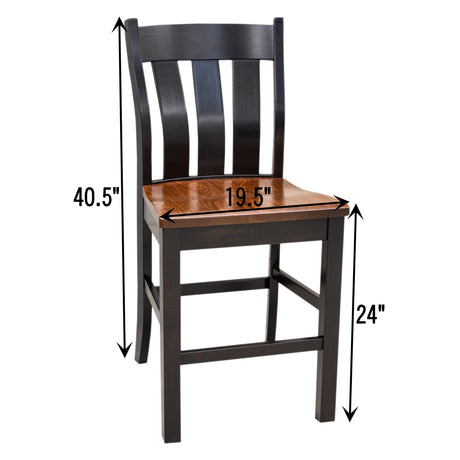 Logan Black & Wood 24" Stationary Bar Stool | M-EB&E-MC