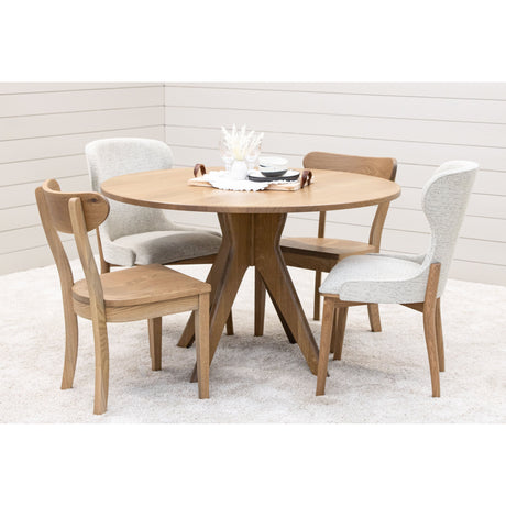 Mid-Century Modern White Oak Wood Round Dining Table | DS