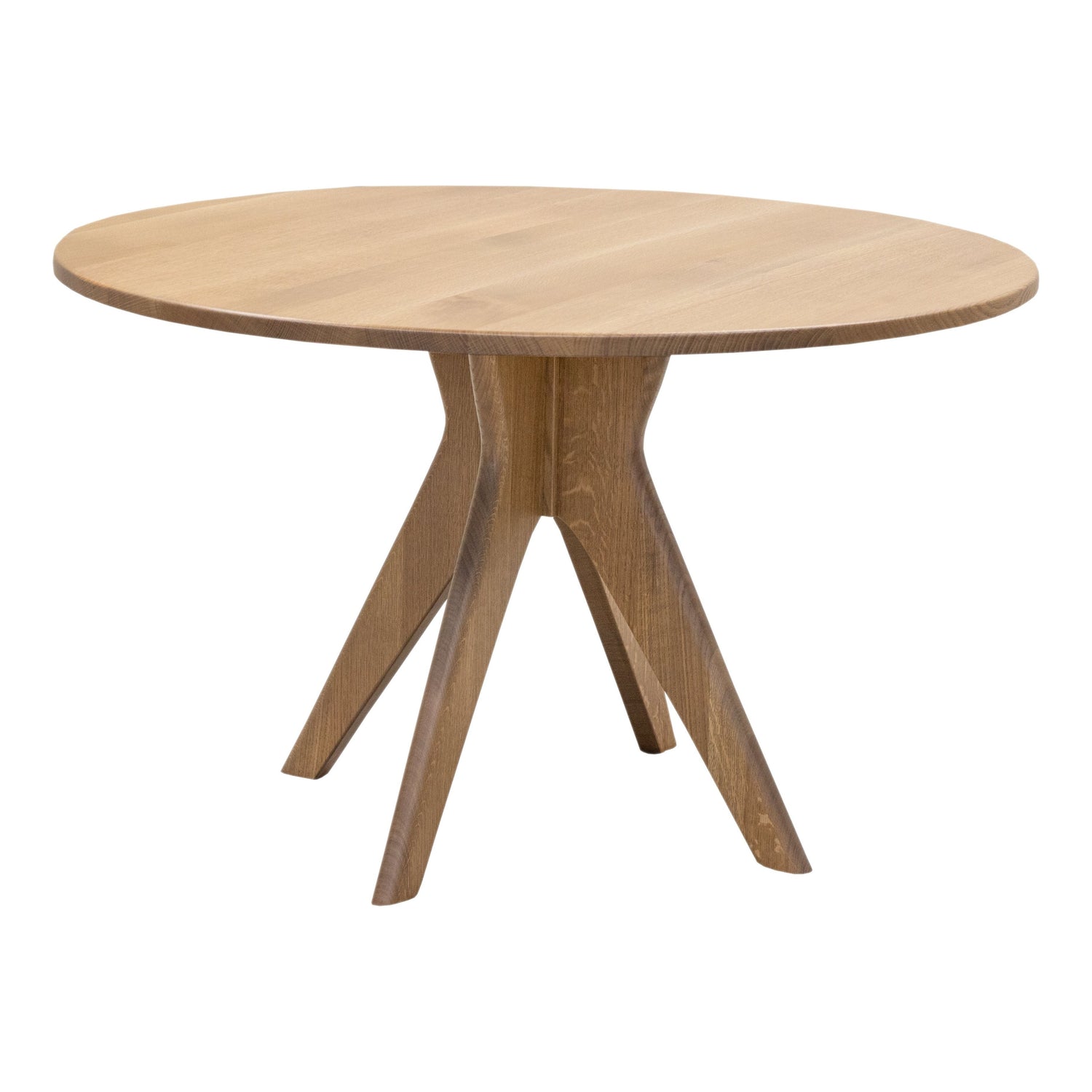 Mid-Century Modern White Oak Wood Round Dining Table | DS