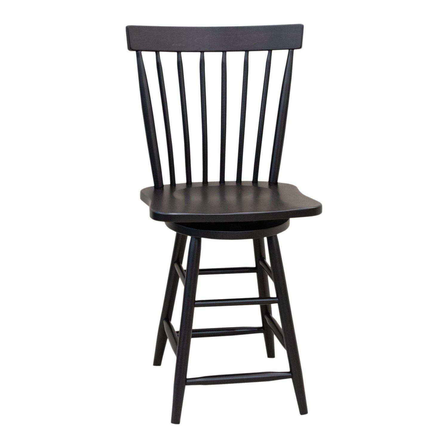 Millcreek Black Windsor Maple Wood 24" Stationary Bar Stool | EB