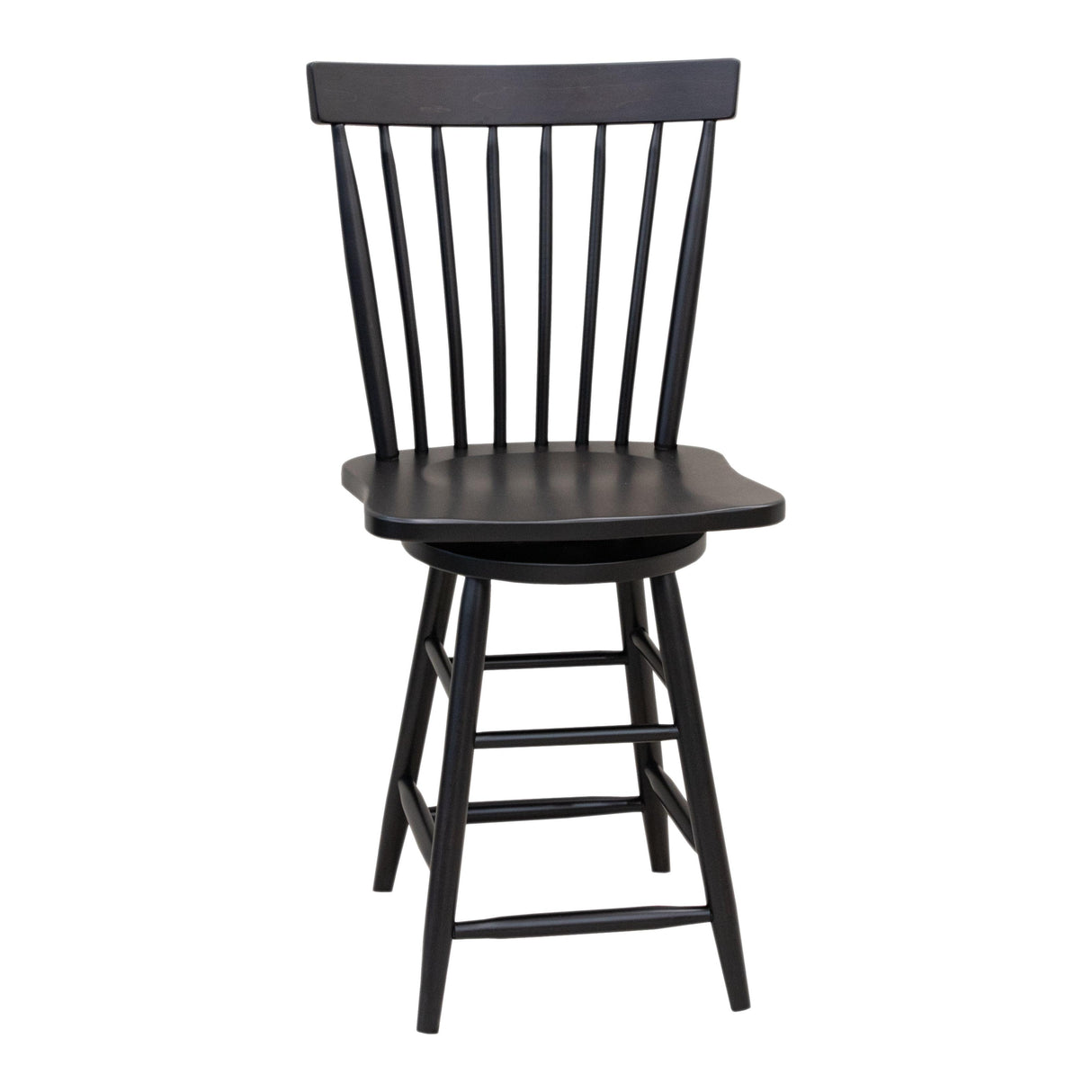 Millcreek Black Windsor Maple Wood 24" Swivel Bar Stool | EB