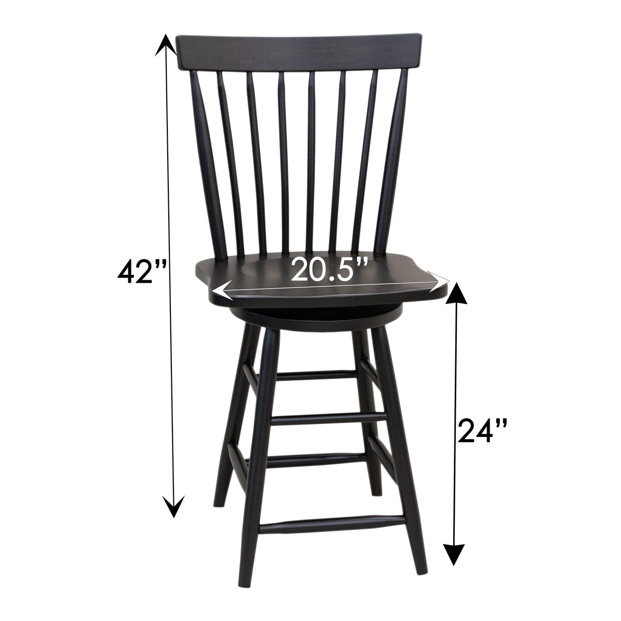 Millcreek Black Windsor Maple Wood 24" Stationary Bar Stool | EB