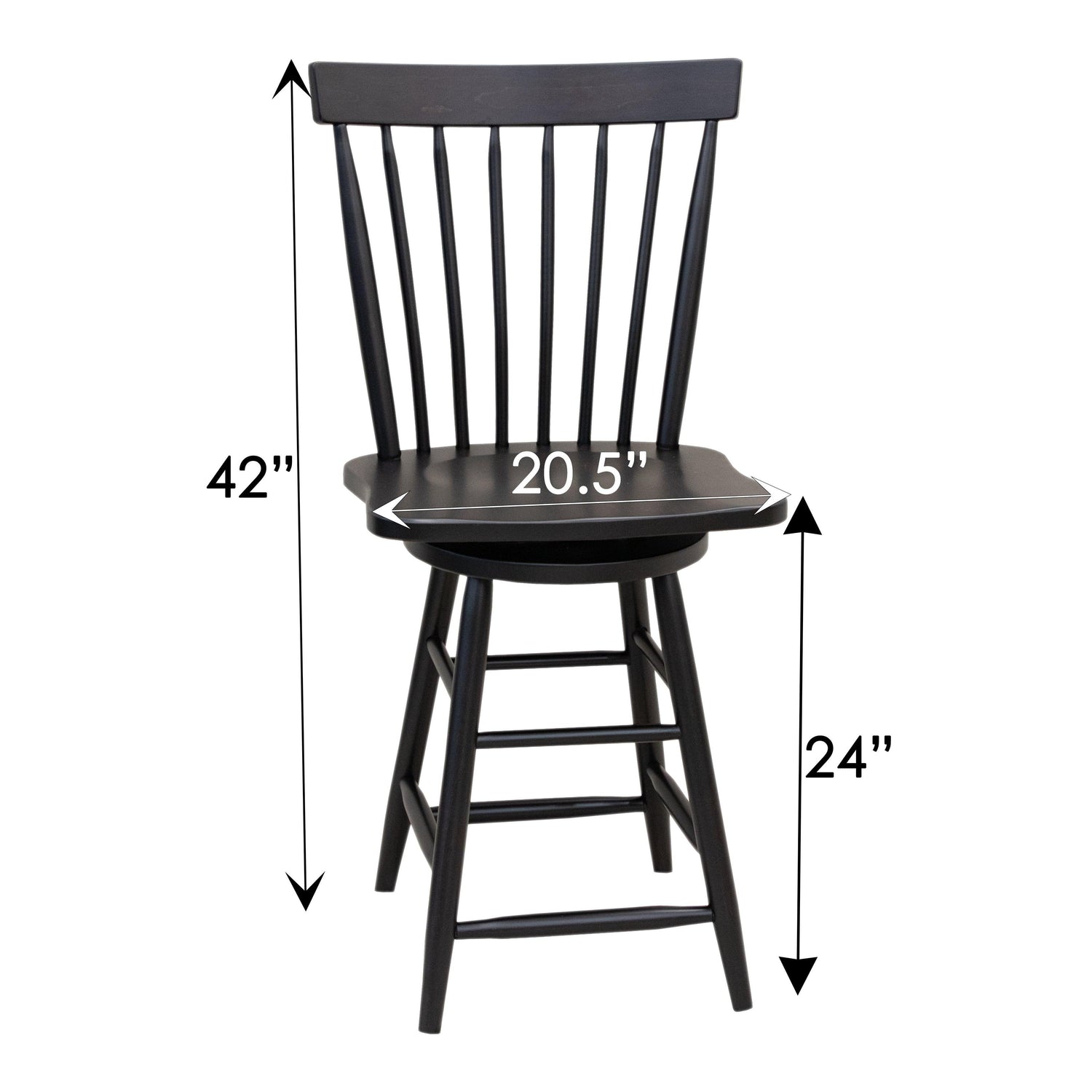 Millcreek Black Windsor Maple Wood 24" Stationary Bar Stool | EB