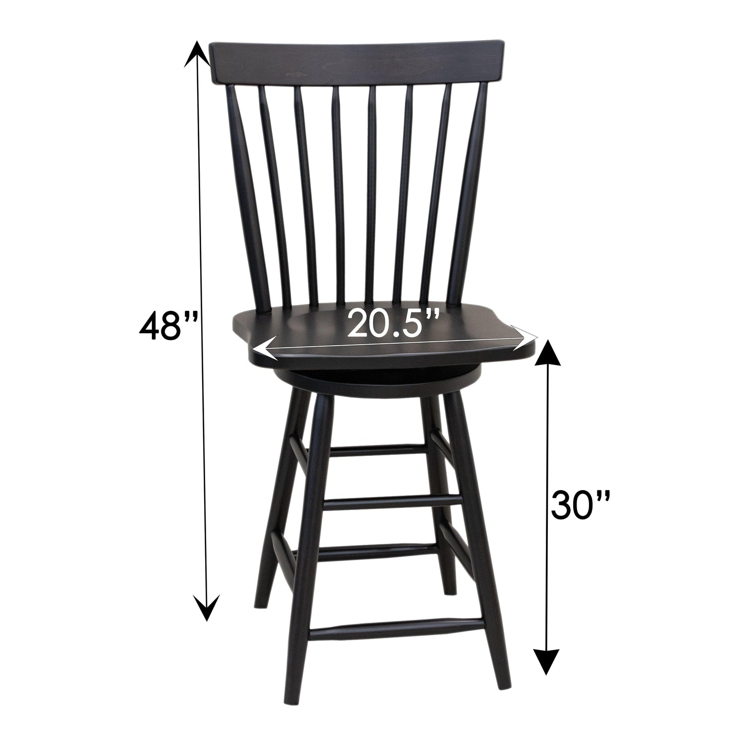 Millcreek Black Windsor Maple Wood 24" Stationary Bar Stool | EB