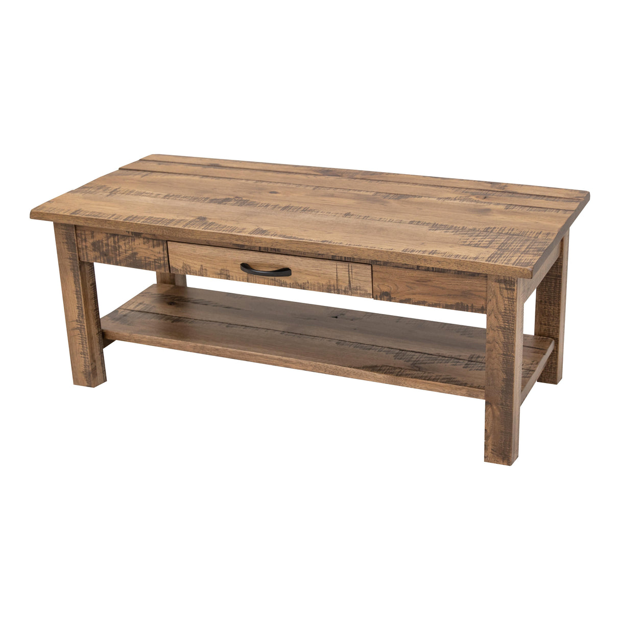 Milltown Hickory Wood Rectangle Open Coffee Table | CO