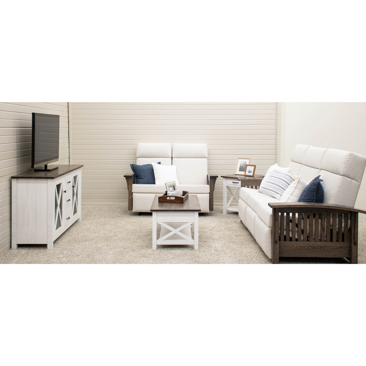 Cambria White & Wood Large Square Open End Table | M-GW&RWO-SB
