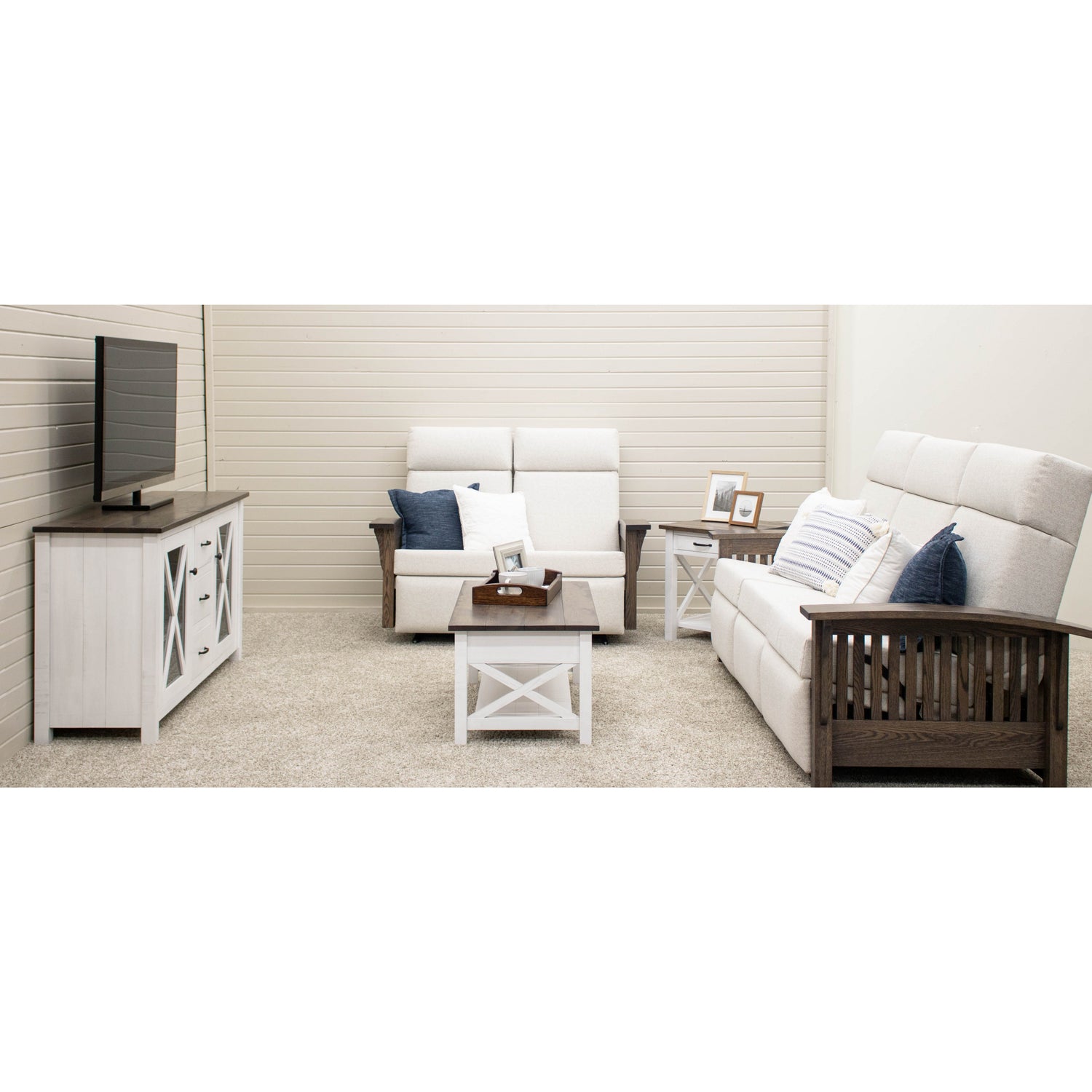 Cambria White & Wood Open Sofa Table | M-GW&RWO-SB