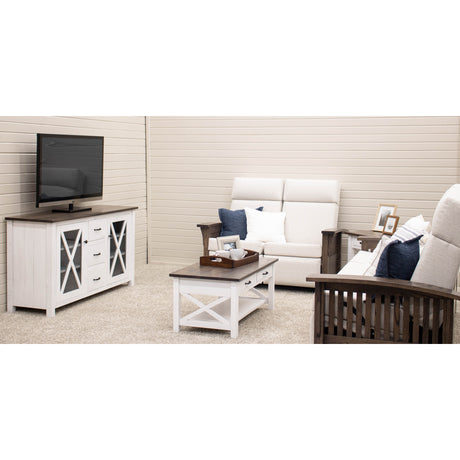 Cambria White & Wood Rectangle Open Coffee Table | M-GW&RWO-SB