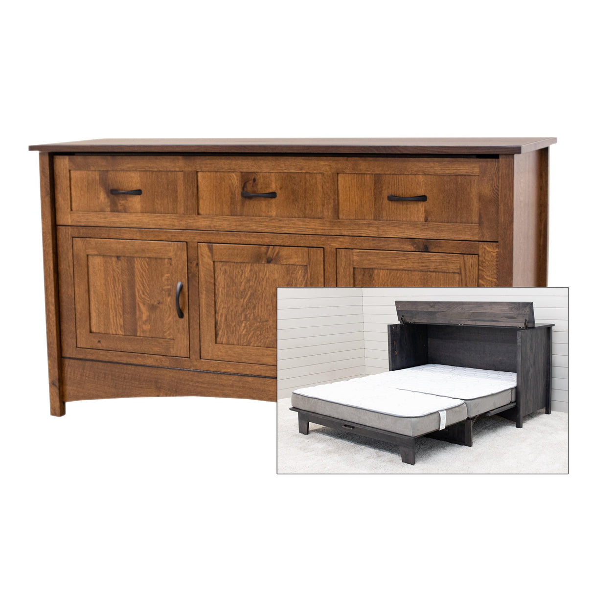 Mission Style Quarter Sawn White Oak Wood Murphy Bed Cabinet | ASB