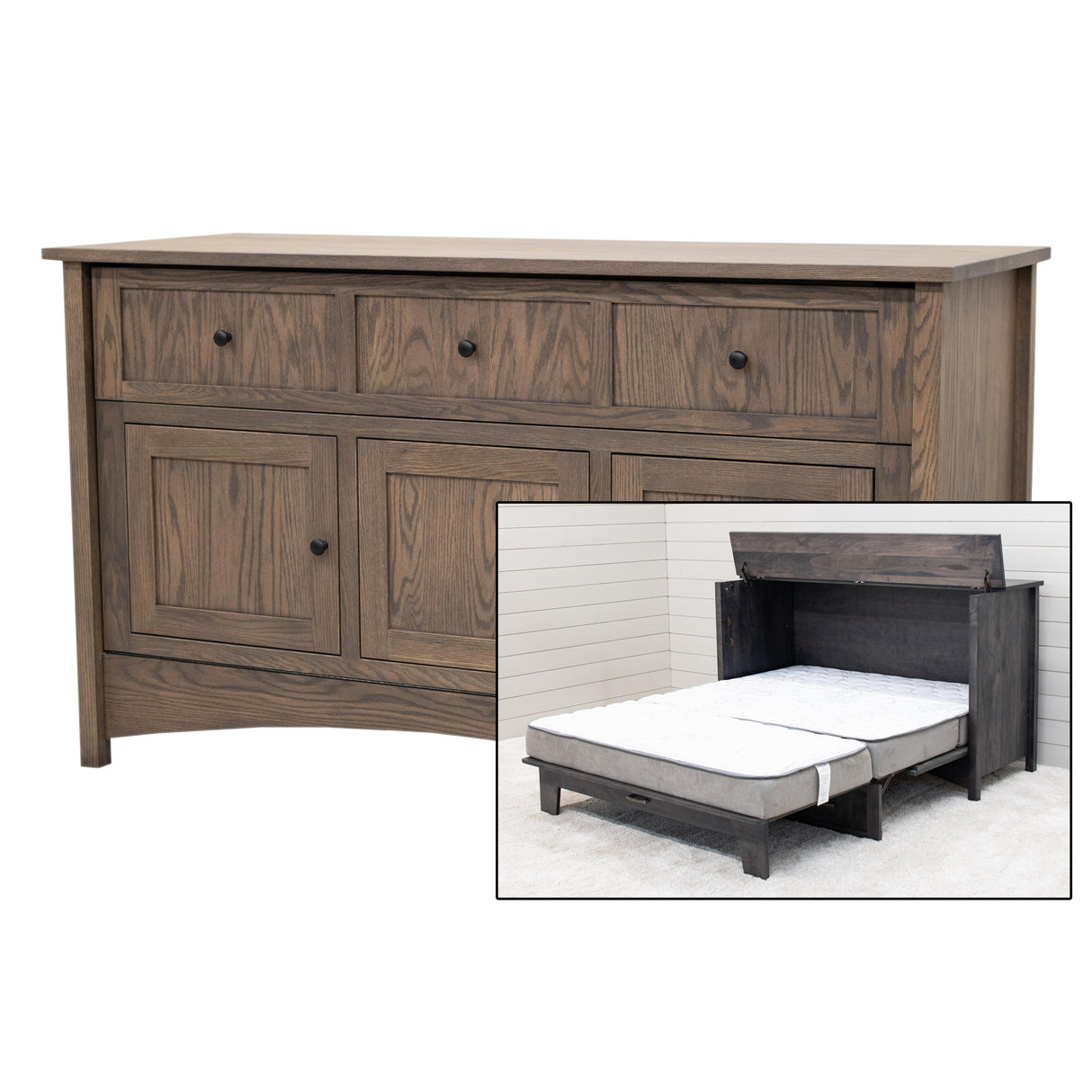 Mission Style Oak Wood Murphy Bed Cabinet | GY