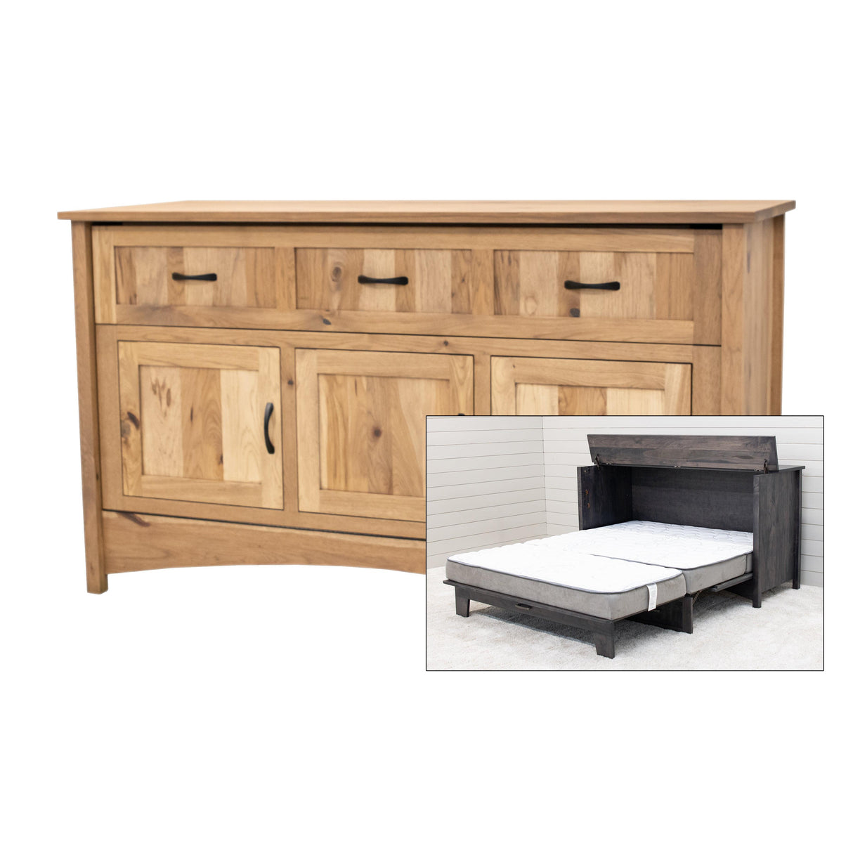 Mission Style Hickory Wood Murphy Bed Cabinet | WB
