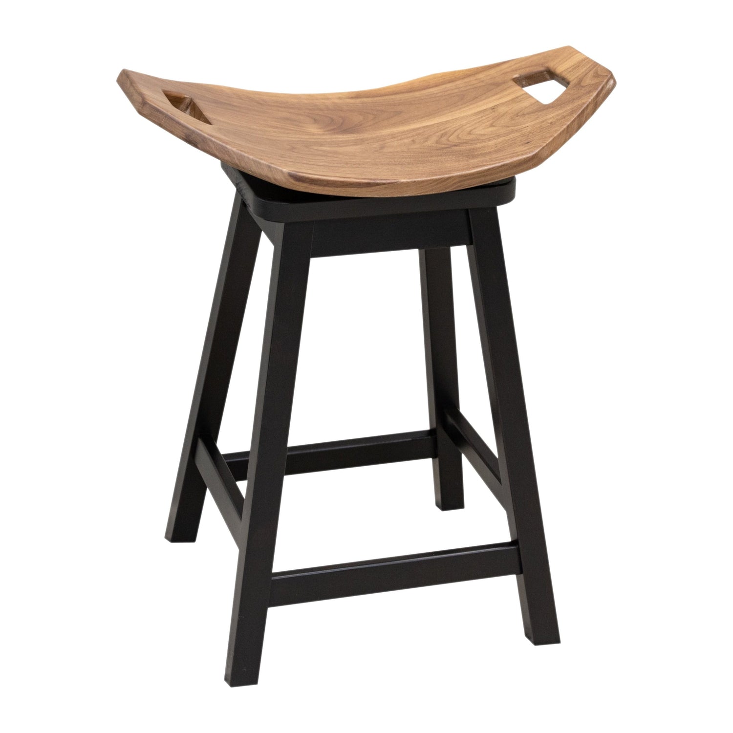 Mission 24" Black & Wood Saddle Swivel Bar Stool | M-EB&W-NAT