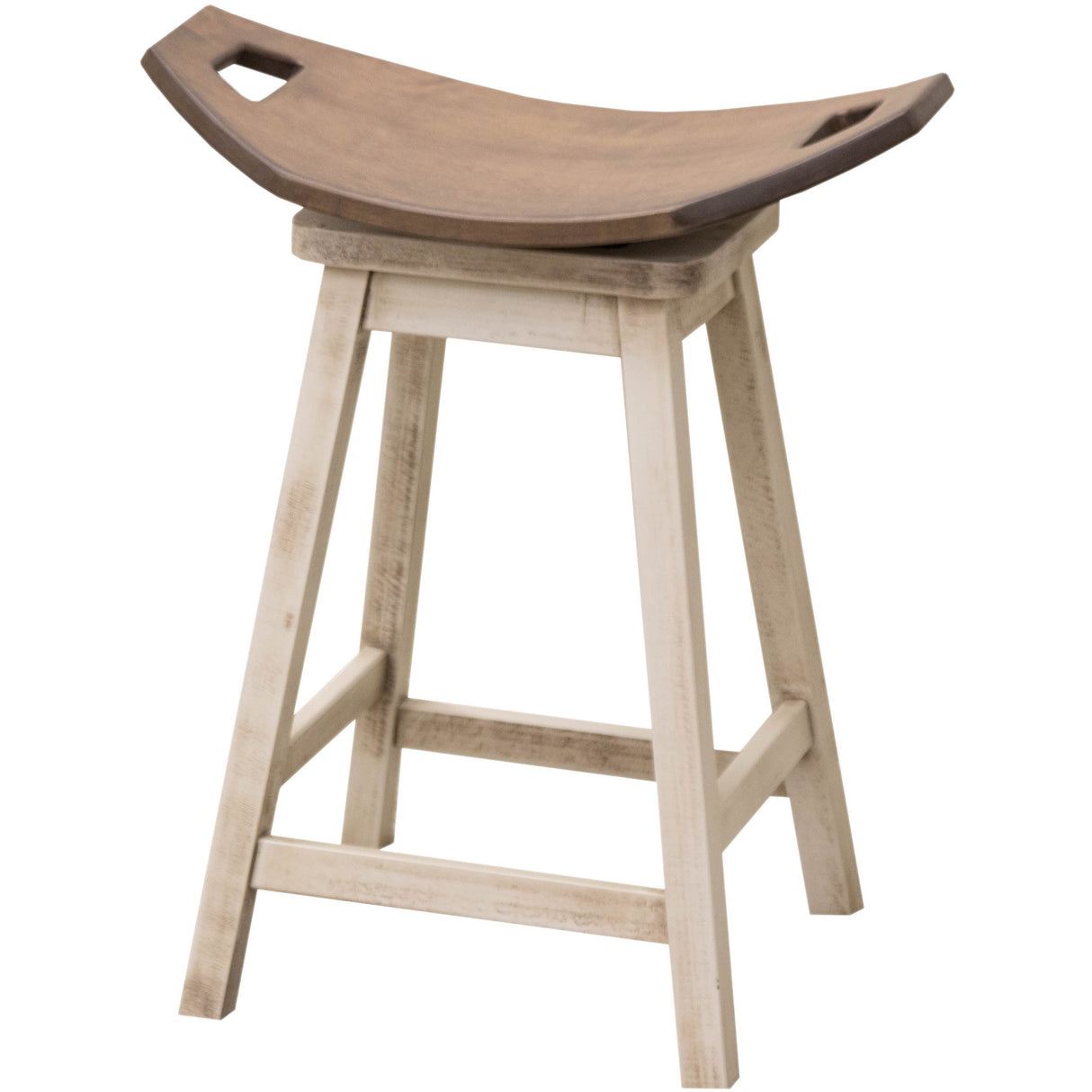 Mission 24" White & Wood Saddle Swivel Bar Stool | M-CS&DCD