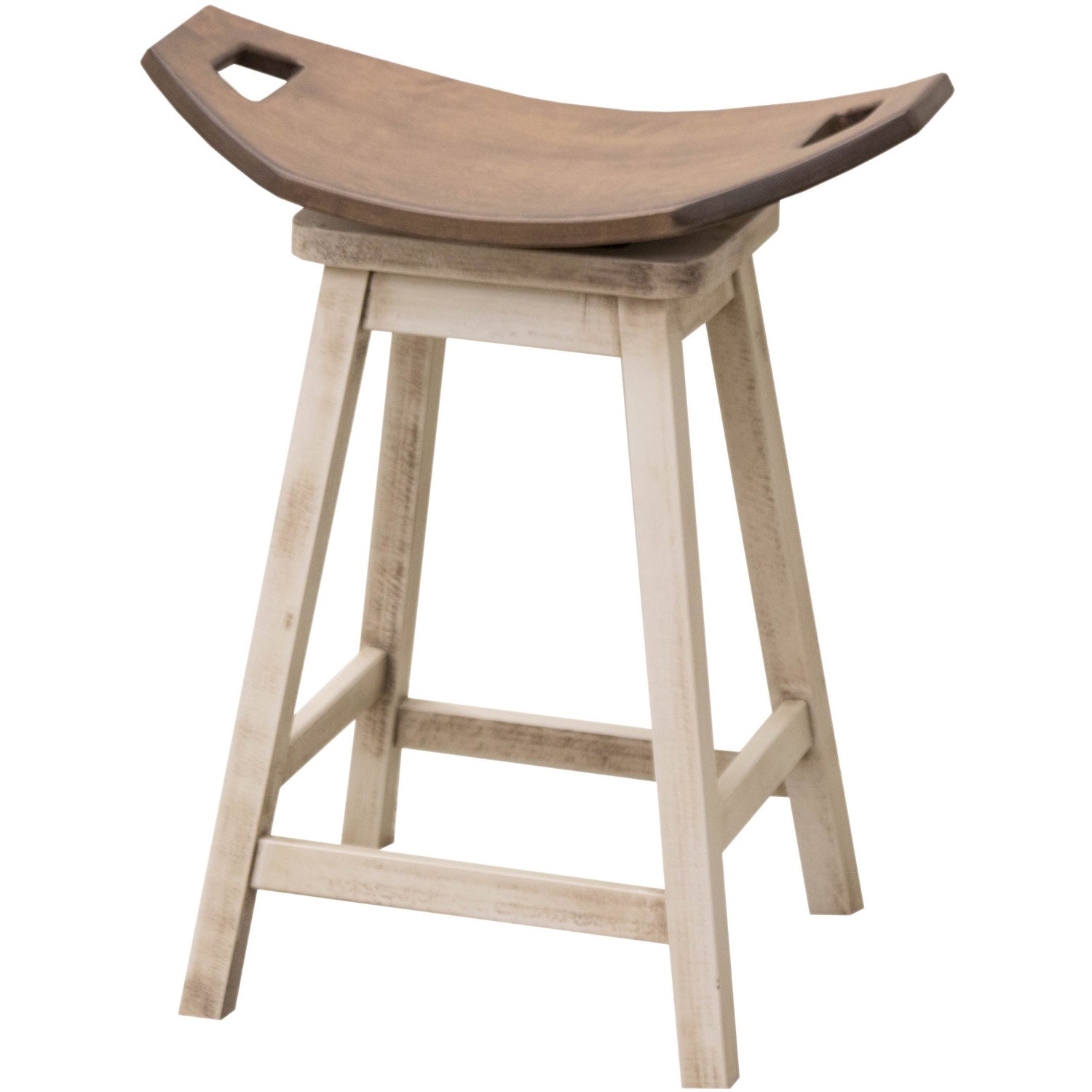 Mission 24" White & Wood Saddle Swivel Bar Stool | M-CS&DCD
