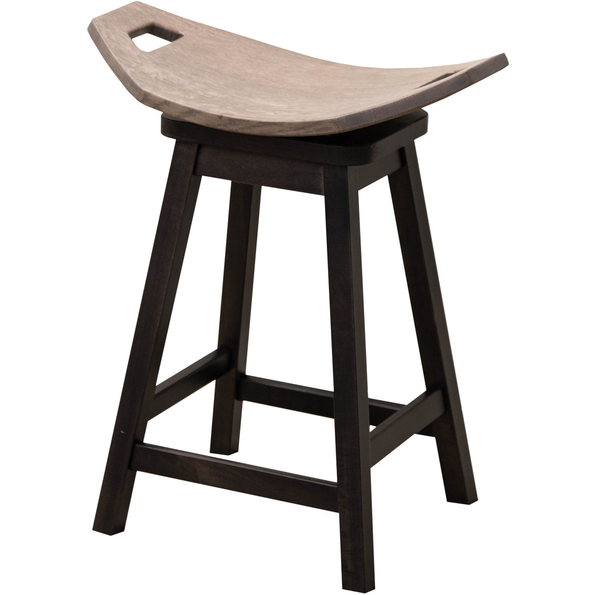 Mission 24" Black & Wood Saddle Swivel Bar Stool | M-DK&RWO-GRB