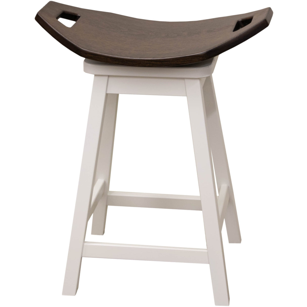 Mission 24" White & Wood Saddle Swivel Bar Stool | M-DW&RQSWO-DK