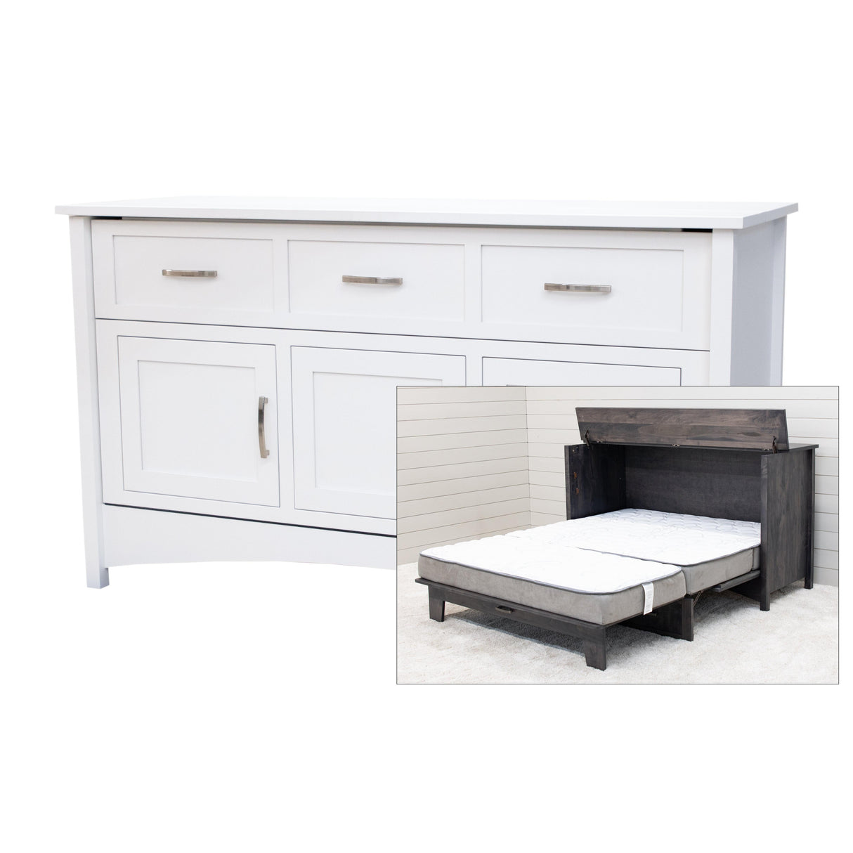 Mission Style Maple Wood White Murphy Bed Cabinet | DW