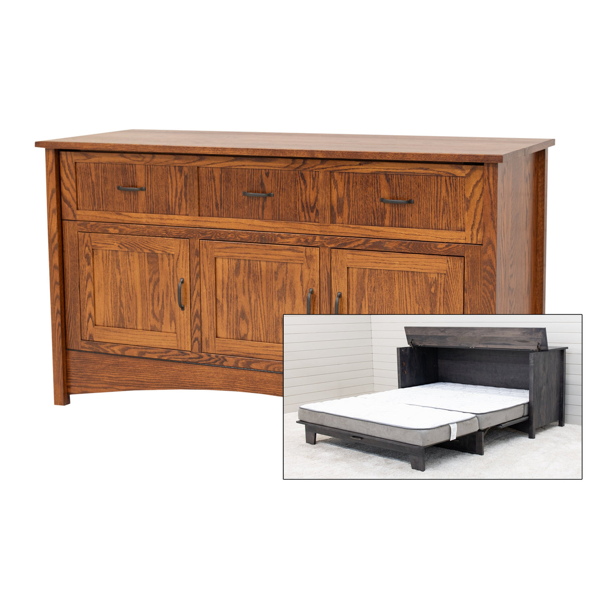 Mission Style Oak Wood Murphy Bed Cabinet | MC