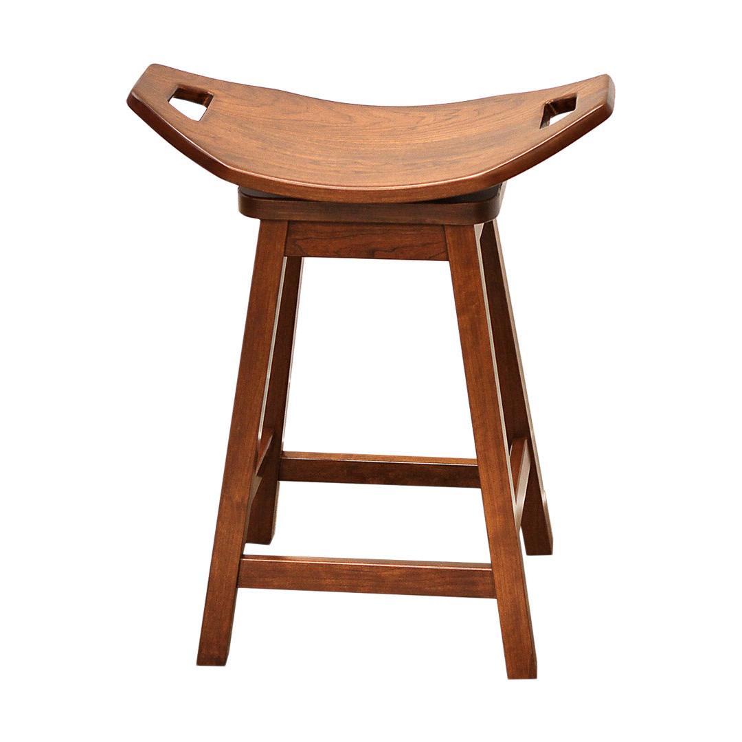 Mission 24" Cherry Wood Saddle Swivel Bar Stool | MC