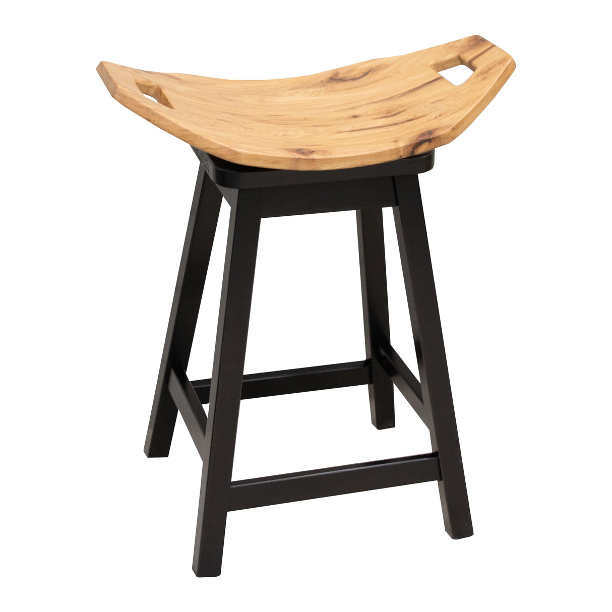 Mission 24" Black & Wood Saddle Swivel Bar Stool | M-EB&RH-NAT