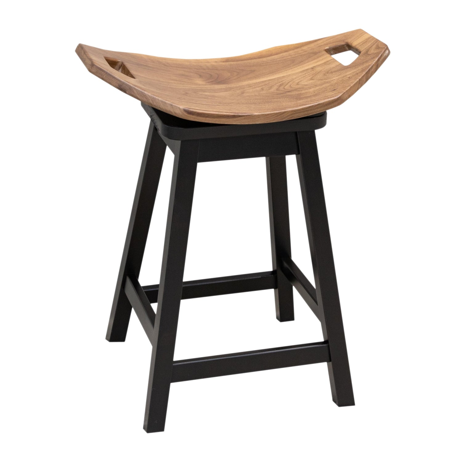 Mission 24" Black & Wood Saddle Swivel Bar Stool | M-EB&W-NAT