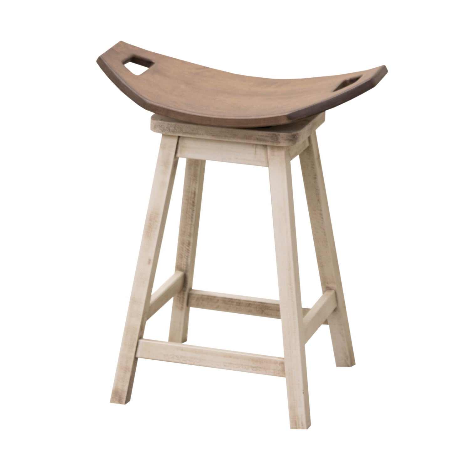 Mission 24" White & Wood Saddle Swivel Bar Stool | M-CS&DCD