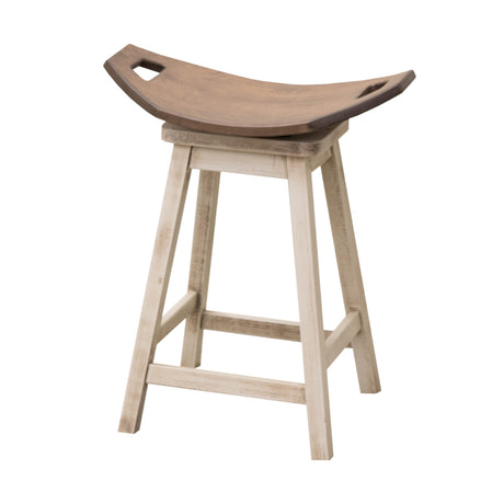 Mission 24" White & Wood Saddle Swivel Bar Stool | M-CS&DCD