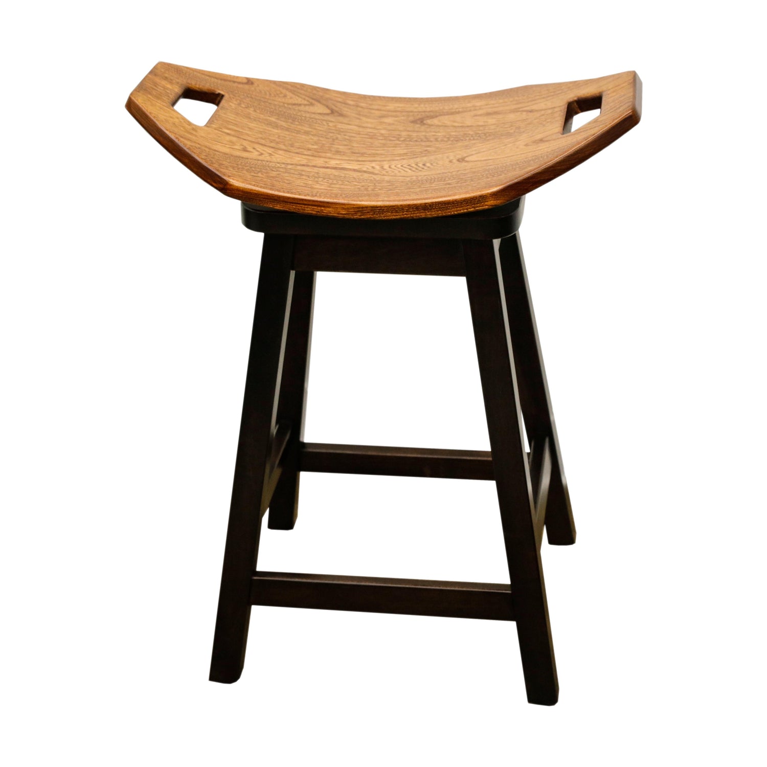 Mission 24" Black & Wood Saddle Swivel Bar Stool | M-EB&E-MC
