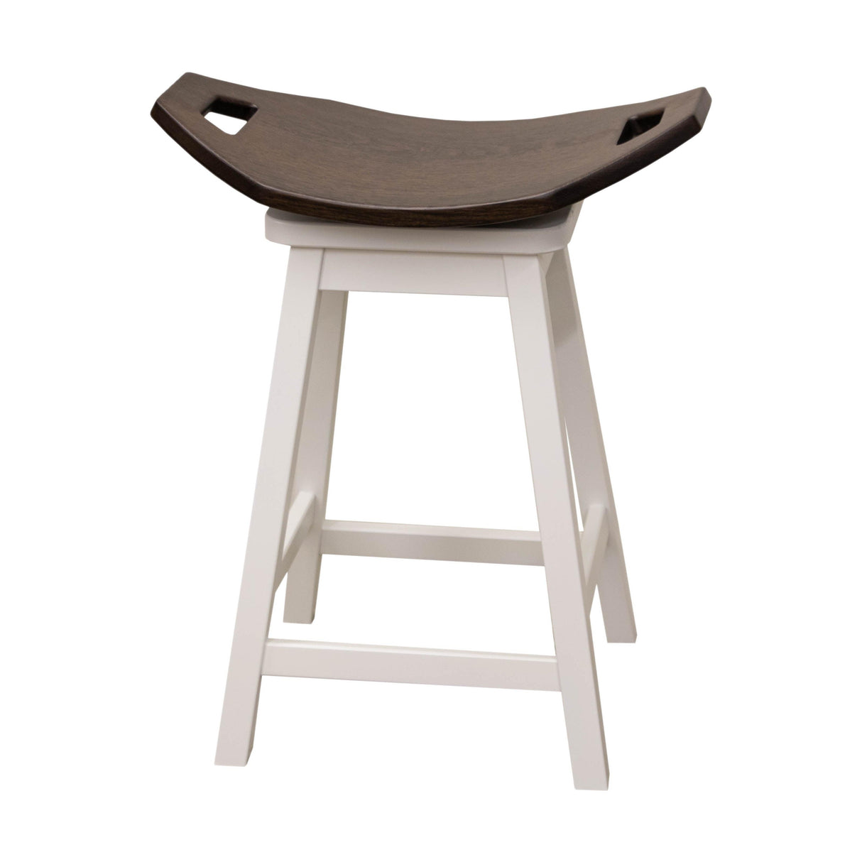 Mission 24" White & Wood Saddle Swivel Bar Stool | M-DW&RQSWO-DK