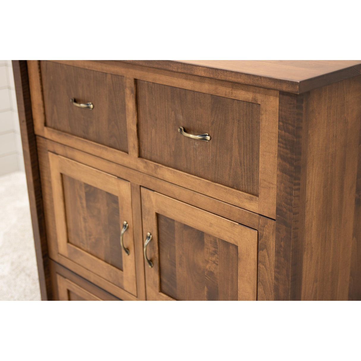 Mission Style Maple Wood Twin Size Murphy Bed Cabinet with Drawers | HC