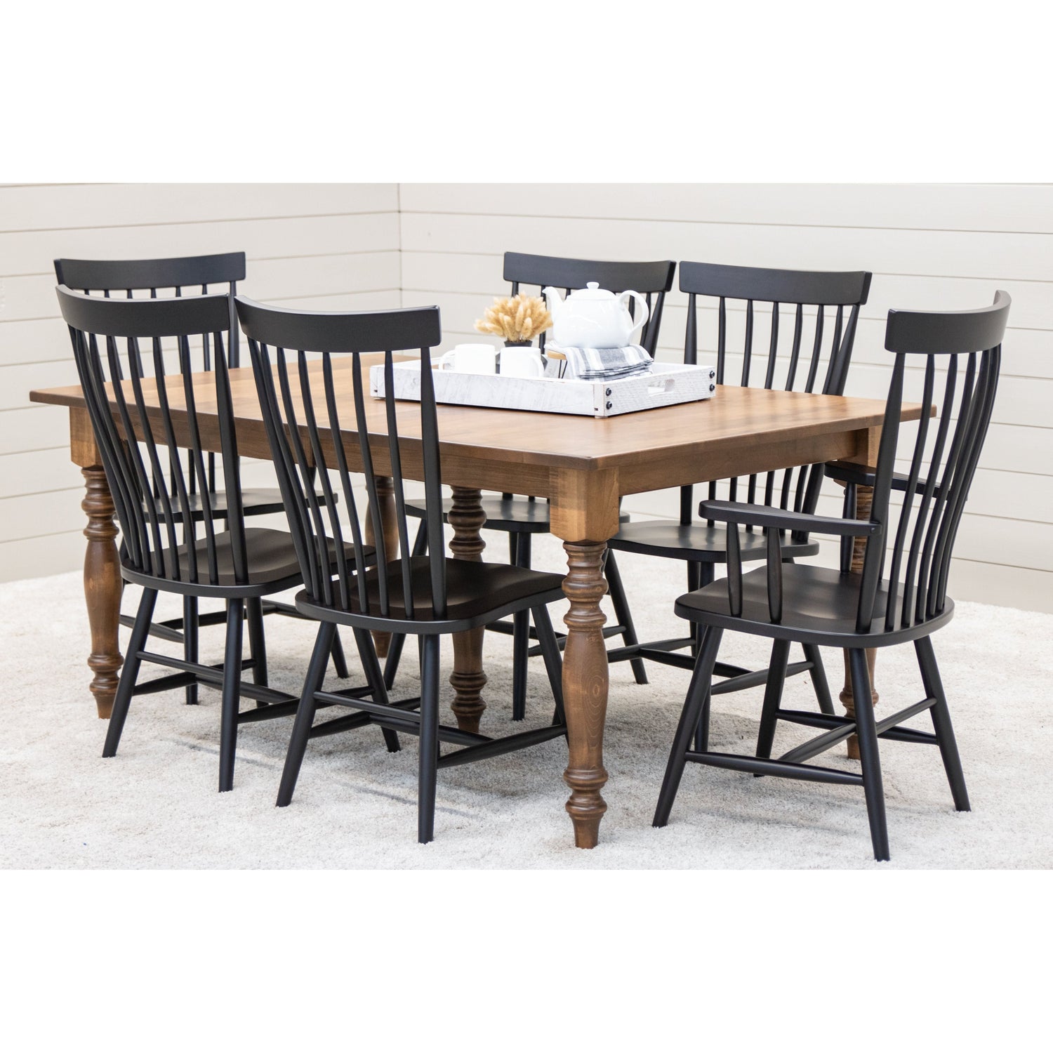 Millcreek Black Windsor Maple Wood Arm Dining Chair | EB